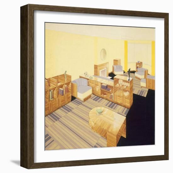 Design for a Sitting Room and Dining Room, an Example of Modern Form of Linoleum, 1933-null-Framed Giclee Print