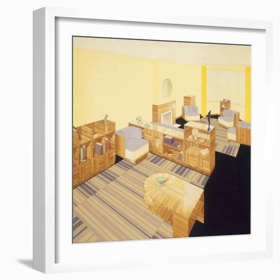 Design for a Sitting Room and Dining Room, an Example of Modern Form of Linoleum, 1933-null-Framed Giclee Print