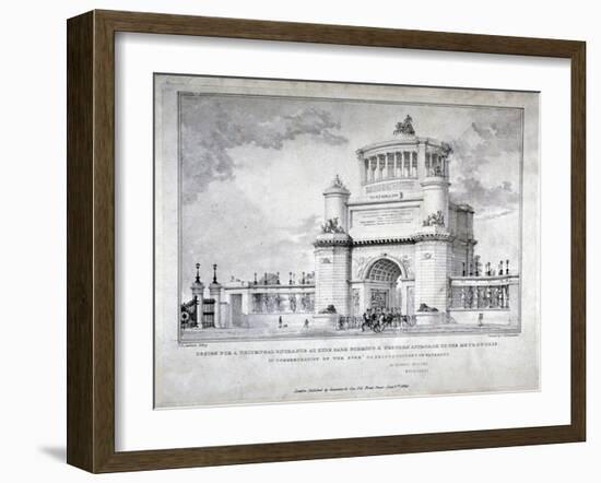 Design for a Triumphal Arch at Hyde Park in Commemoration of the Victory at Waterloo in 1815, 1826-Charles Joseph Hullmandel-Framed Giclee Print