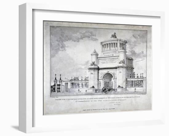 Design for a Triumphal Arch at Hyde Park in Commemoration of the Victory at Waterloo in 1815, 1826-Charles Joseph Hullmandel-Framed Giclee Print