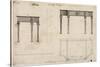 Design for a Writing Table (Pen and Ink with Grey Wash over Graphite on Wove Paper)-Thomas Chippendale-Stretched Canvas