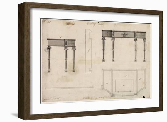 Design for a Writing Table (Pen and Ink with Grey Wash over Graphite on Wove Paper)-Thomas Chippendale-Framed Giclee Print