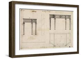 Design for a Writing Table (Pen and Ink with Grey Wash over Graphite on Wove Paper)-Thomas Chippendale-Framed Giclee Print