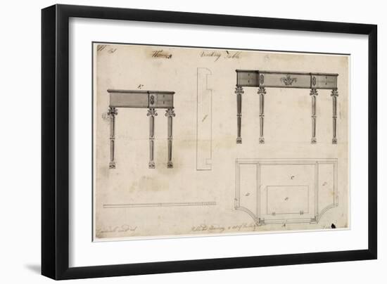 Design for a Writing Table (Pen and Ink with Grey Wash over Graphite on Wove Paper)-Thomas Chippendale-Framed Giclee Print