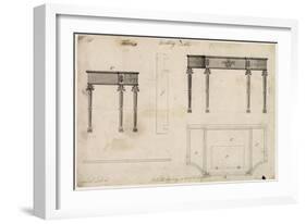 Design for a Writing Table (Pen and Ink with Grey Wash over Graphite on Wove Paper)-Thomas Chippendale-Framed Giclee Print