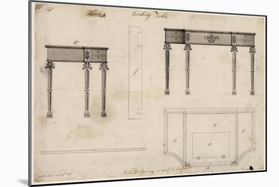 Design for a Writing Table (Pen and Ink with Grey Wash over Graphite on Wove Paper)-Thomas Chippendale-Mounted Giclee Print