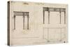 Design for a Writing Table (Pen and Ink with Grey Wash over Graphite on Wove Paper)-Thomas Chippendale-Stretched Canvas