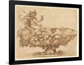 Design for an Elaborate Urn with Putto and Vines-Francesco De Rossi Salviati Cecchino-Framed Giclee Print