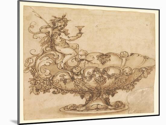 Design for an Elaborate Urn with Putto and Vines-Francesco De Rossi Salviati Cecchino-Mounted Giclee Print