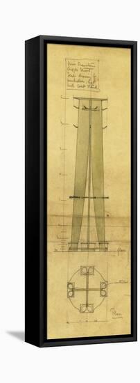 Design for an Umbrella, Hat and Coat Stand, Shown in Elevation and Plan, C.1898-1899-Charles Rennie Mackintosh-Framed Stretched Canvas
