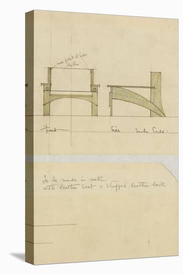 Design for Armchair in Oak, Shown in Front and Side Elevation, 1905-Charles Rennie Mackintosh-Stretched Canvas