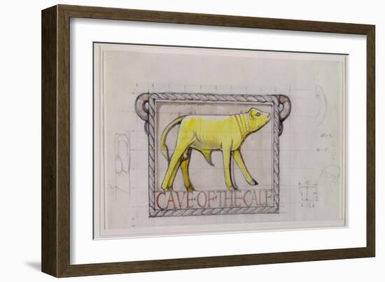 Design for Bas Relief of the 'Calf in the Cave of the Golden Calf' (W/C and Graphite on Paper)-Eric Gill-Framed Giclee Print