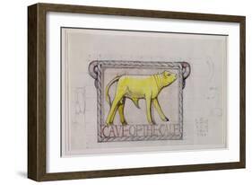 Design for Bas Relief of the 'Calf in the Cave of the Golden Calf' (W/C and Graphite on Paper)-Eric Gill-Framed Giclee Print