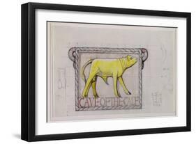 Design for Bas Relief of the 'Calf in the Cave of the Golden Calf' (W/C and Graphite on Paper)-Eric Gill-Framed Giclee Print