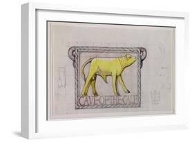 Design for Bas Relief of the 'Calf in the Cave of the Golden Calf' (W/C and Graphite on Paper)-Eric Gill-Framed Giclee Print