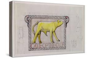Design for Bas Relief of the 'Calf in the Cave of the Golden Calf' (W/C and Graphite on Paper)-Eric Gill-Stretched Canvas