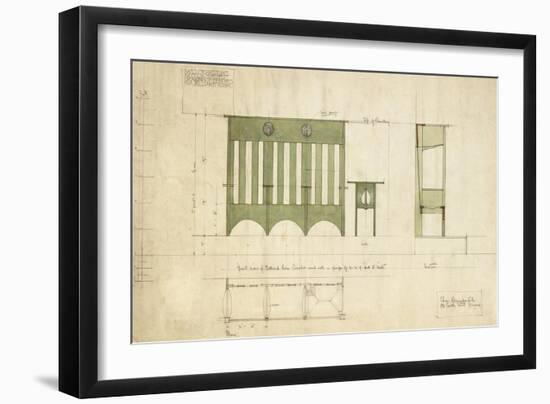 Design for Benches and a Table, Shown in Elevation and Section Plan, 1898-Charles Rennie Mackintosh-Framed Giclee Print