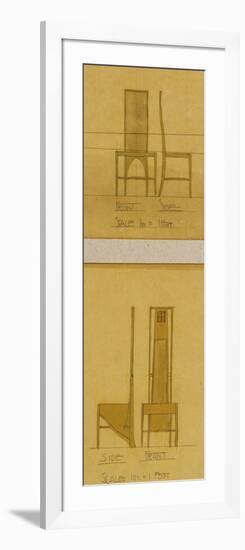 Design for Chairs Shown in Front and Side Elevation, 1903, for the Room de Luxe-Charles Rennie Mackintosh-Framed Giclee Print