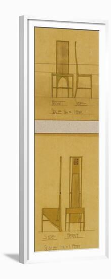 Design for Chairs Shown in Front and Side Elevation, 1903, for the Room de Luxe-Charles Rennie Mackintosh-Framed Giclee Print