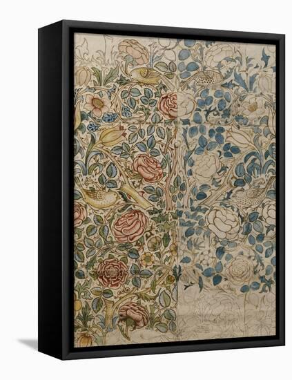 Design for Chintz: Rose-William Morris-Framed Stretched Canvas