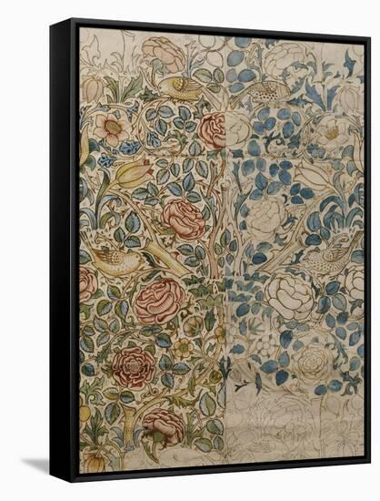 Design for Chintz: Rose-William Morris-Framed Stretched Canvas