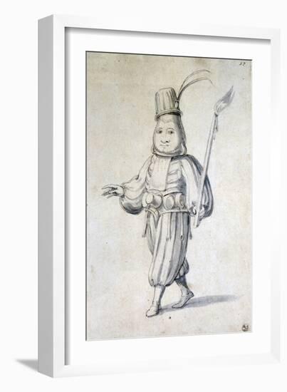 Design for Costume for a Cook (Pen, Blue Ink and Watercolour on Paper)-Giuseppe Arcimboldo-Framed Giclee Print