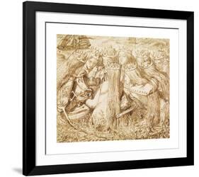 Design for Moxon's Tennyson - King Arthur and the Weeping Queens-Dante Gabriel Rossetti-Framed Premium Giclee Print