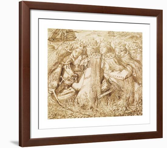 Design for Moxon's Tennyson - King Arthur and the Weeping Queens-Dante Gabriel Rossetti-Framed Premium Giclee Print