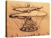 Design for Spiral Screw Enabling Vertical Flight-Leonardo da Vinci-Stretched Canvas