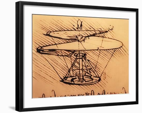 Design for Spiral Screw Enabling Vertical Flight-Leonardo da Vinci-Framed Giclee Print