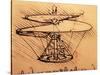 Design for Spiral Screw Enabling Vertical Flight-Leonardo da Vinci-Stretched Canvas