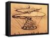 Design for Spiral Screw Enabling Vertical Flight-Leonardo da Vinci-Framed Stretched Canvas