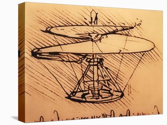 Design for Spiral Screw Enabling Vertical Flight-Leonardo da Vinci-Stretched Canvas