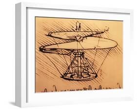 Design for Spiral Screw Enabling Vertical Flight-Leonardo da Vinci-Framed Giclee Print