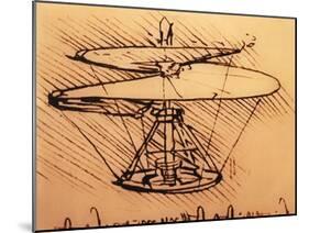 Design for Spiral Screw Enabling Vertical Flight-Leonardo da Vinci-Mounted Giclee Print