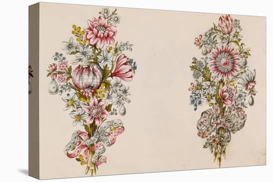 Design for Sprays of Flowers-Italian School-Stretched Canvas