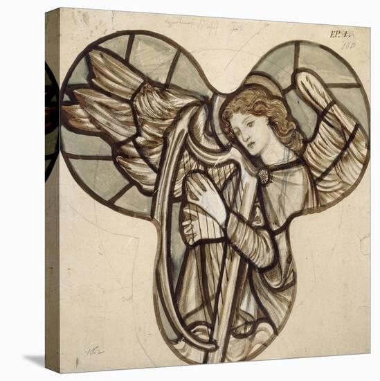 Design for Stained Glass in Lyndhurst Church: an Angel Harpist, 1862-Edward Burne-Jones-Stretched Canvas