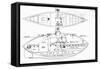 Design for the Baker Submarine-null-Framed Stretched Canvas