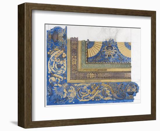 Design for the Central Ceiling of the Billiard Room at Wortley Hall (Pen, Ink and W/C on Paper)-Edward John Poynter-Framed Premium Giclee Print