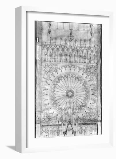 Design for the Rose Window and Gallery of Kings on the Facade of Strasbourg Cathedral, circa 1380-null-Framed Giclee Print