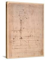 Design for the Tomb of Pope Julius Ii (1453-1513) (Brown Ink on Paper) (Verso)-Michelangelo Buonarroti-Stretched Canvas