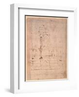 Design for the Tomb of Pope Julius Ii (1453-1513) (Brown Ink on Paper) (Verso)-Michelangelo Buonarroti-Framed Giclee Print