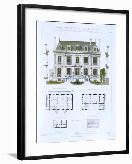 Design from 'Town and Country Houses Based on the Modern Houses of Paris', C.1864 (Colour Litho)-Leblanc-Framed Giclee Print