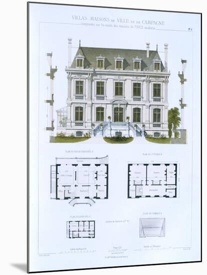 Design from 'Town and Country Houses Based on the Modern Houses of Paris', C.1864 (Colour Litho)-Leblanc-Mounted Giclee Print