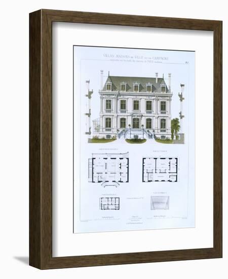 Design from 'Town and Country Houses Based on the Modern Houses of Paris', C.1864 (Colour Litho)-Leblanc-Framed Premium Giclee Print