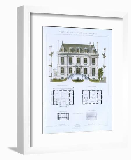 Design from 'Town and Country Houses Based on the Modern Houses of Paris', C.1864 (Colour Litho)-Leblanc-Framed Premium Giclee Print