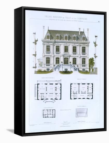 Design from 'Town and Country Houses Based on the Modern Houses of Paris', C.1864 (Colour Litho)-Leblanc-Framed Stretched Canvas