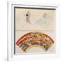 Design Proposal for Two Fans, Artefact A, Japanese, Artefact B, Floral Motifs-null-Framed Giclee Print