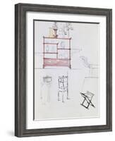 Design Sketches for Japanese Style Interior Decor, 1875-Edward William Godwin-Framed Giclee Print