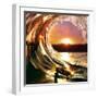 Design Template with Underwater Part and Sunset Skylight Splitted by Waterline-Willyam Bradberry-Framed Photographic Print